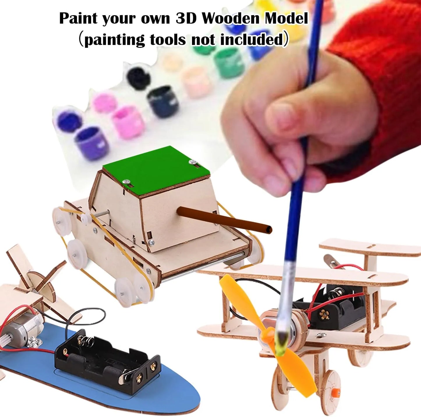 STEM 3D Wooden Building Kit Airplane, Car, Ship, Tank
