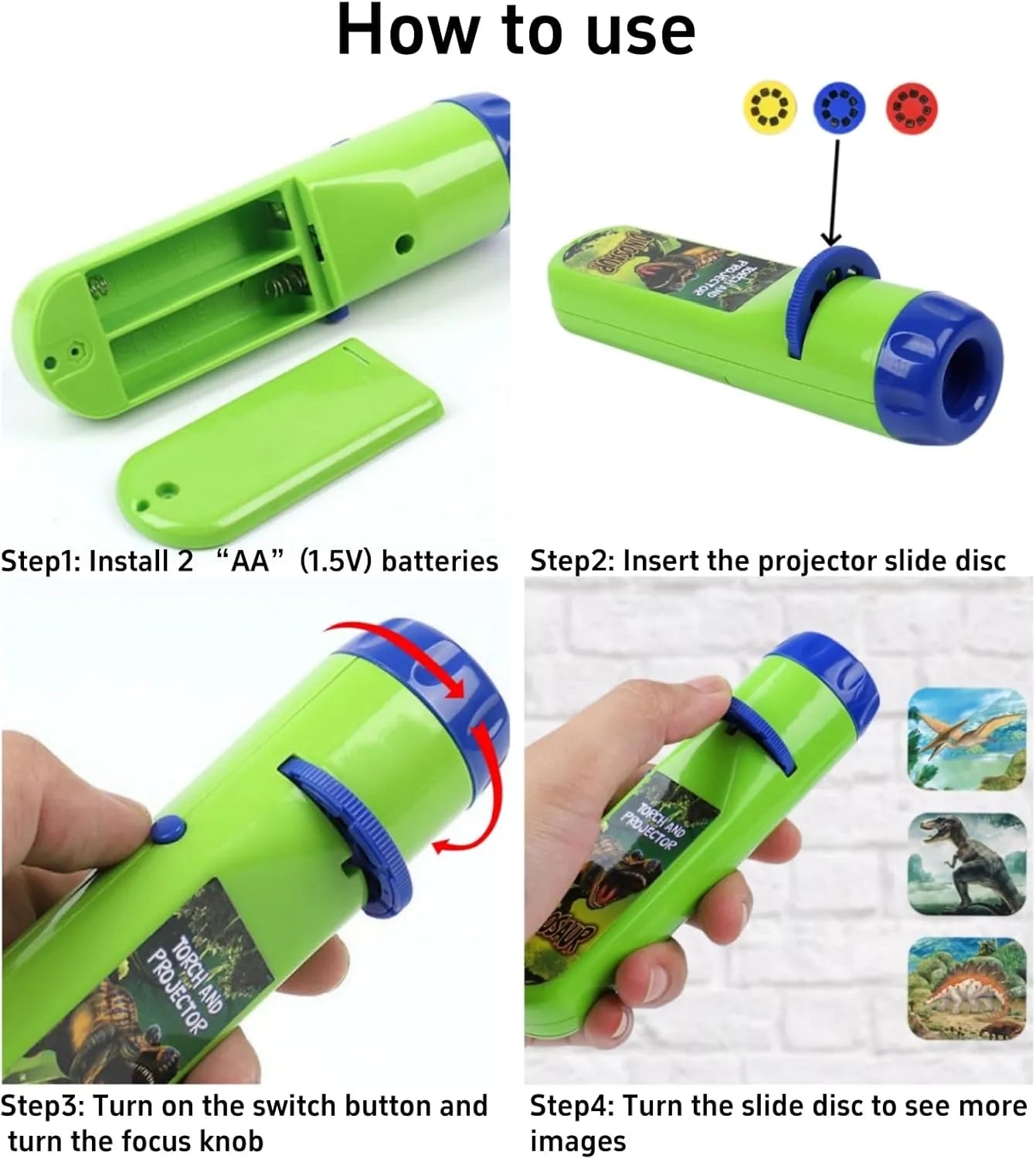 Toy Wall Ceiling Tent Torch Dinosaur