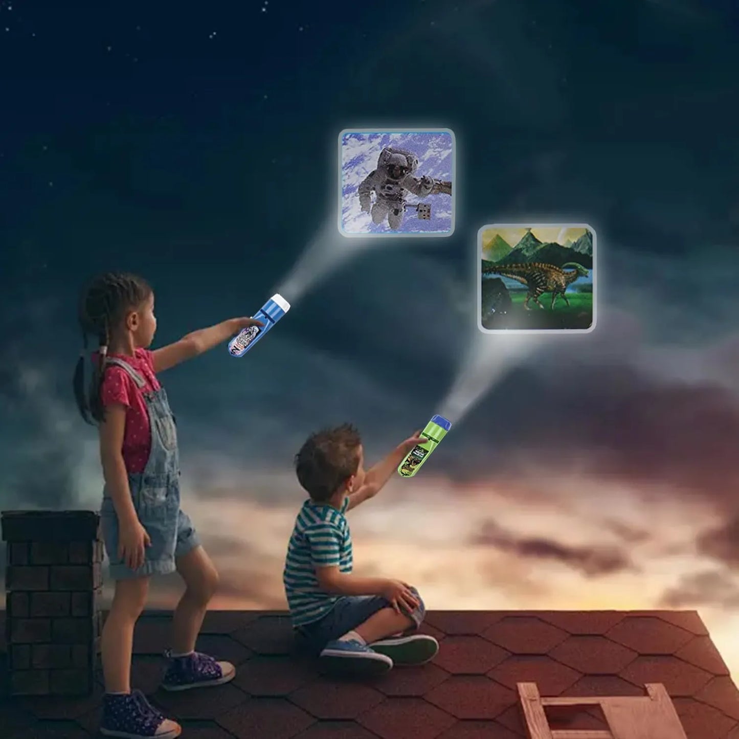 Toy Torch Projector 2 in 1 - Space + Dinosaurs