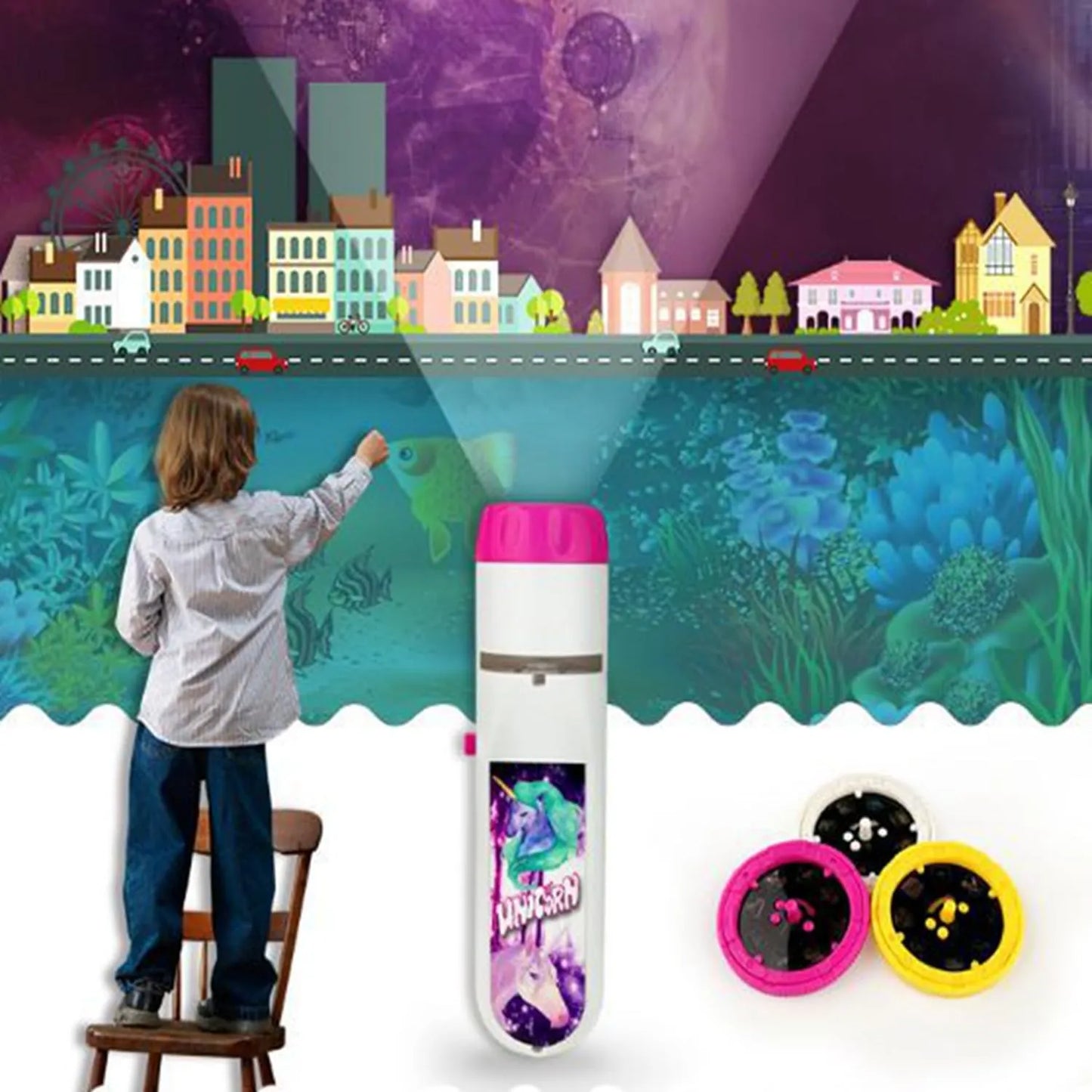 Toy Torch Projector 2 in 1 - Dinosaur + Unicorn