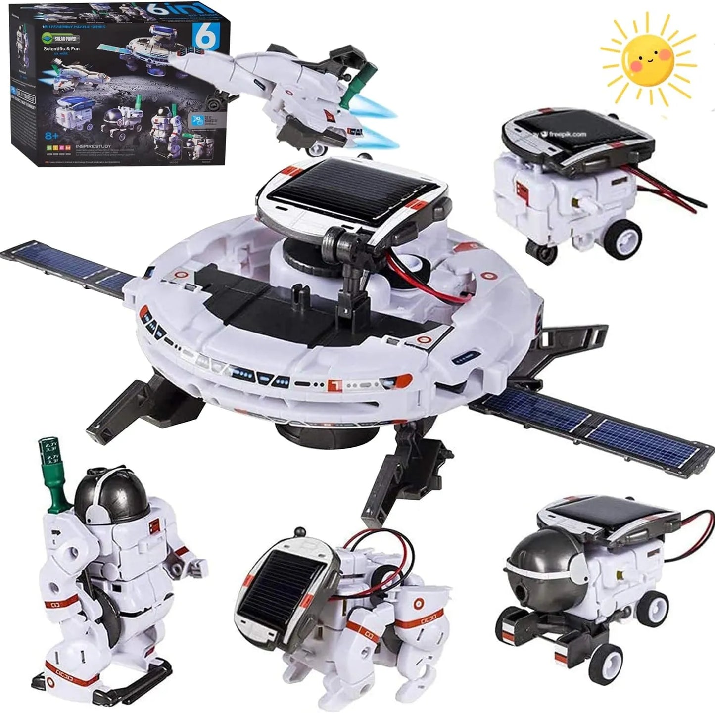 Solar Robot STEM Kit for Kids – 13-in-1 Gray
