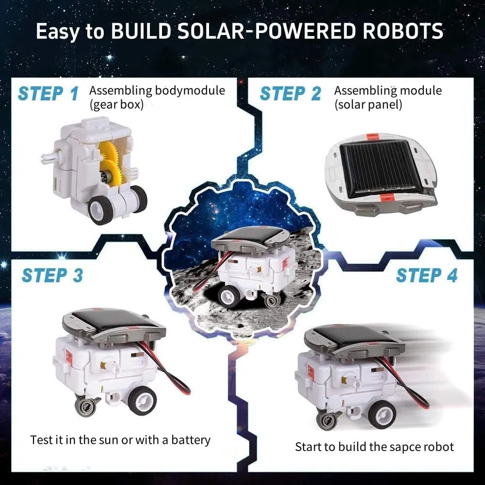 Solar Robot STEM Kit for Kids – 13-in-1 Gray