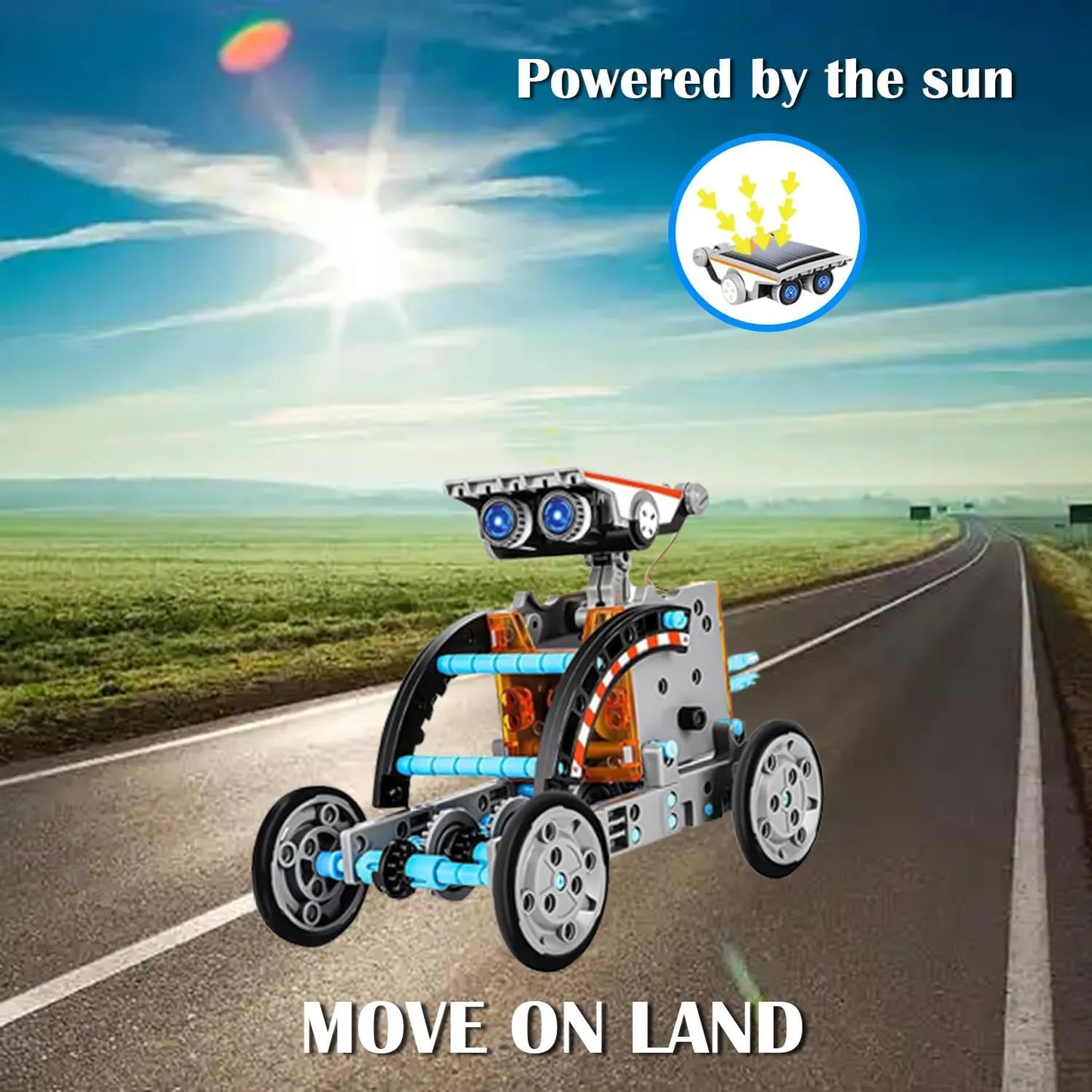 Solar Robot STEM Kit for Kids – 13-in-1 Gray