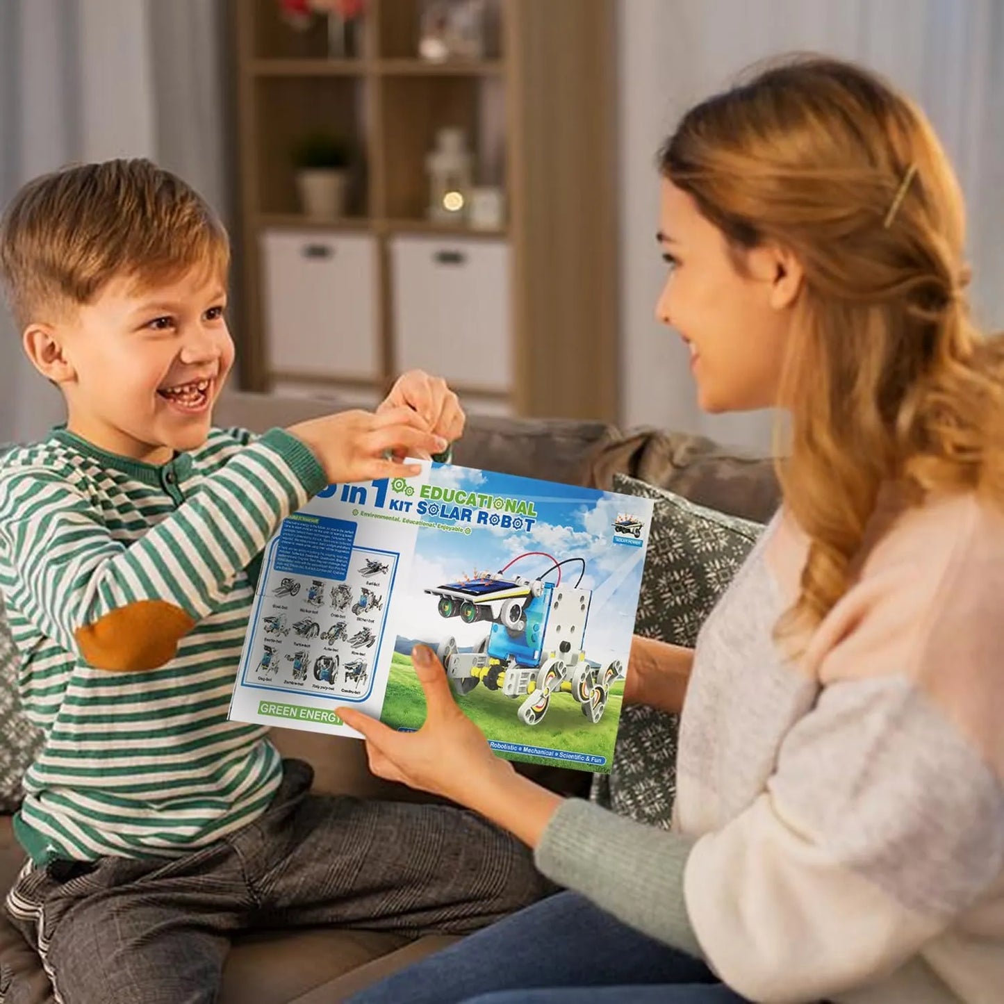 Solar Robot STEM Kit for Kids – 13-in-1 Gray