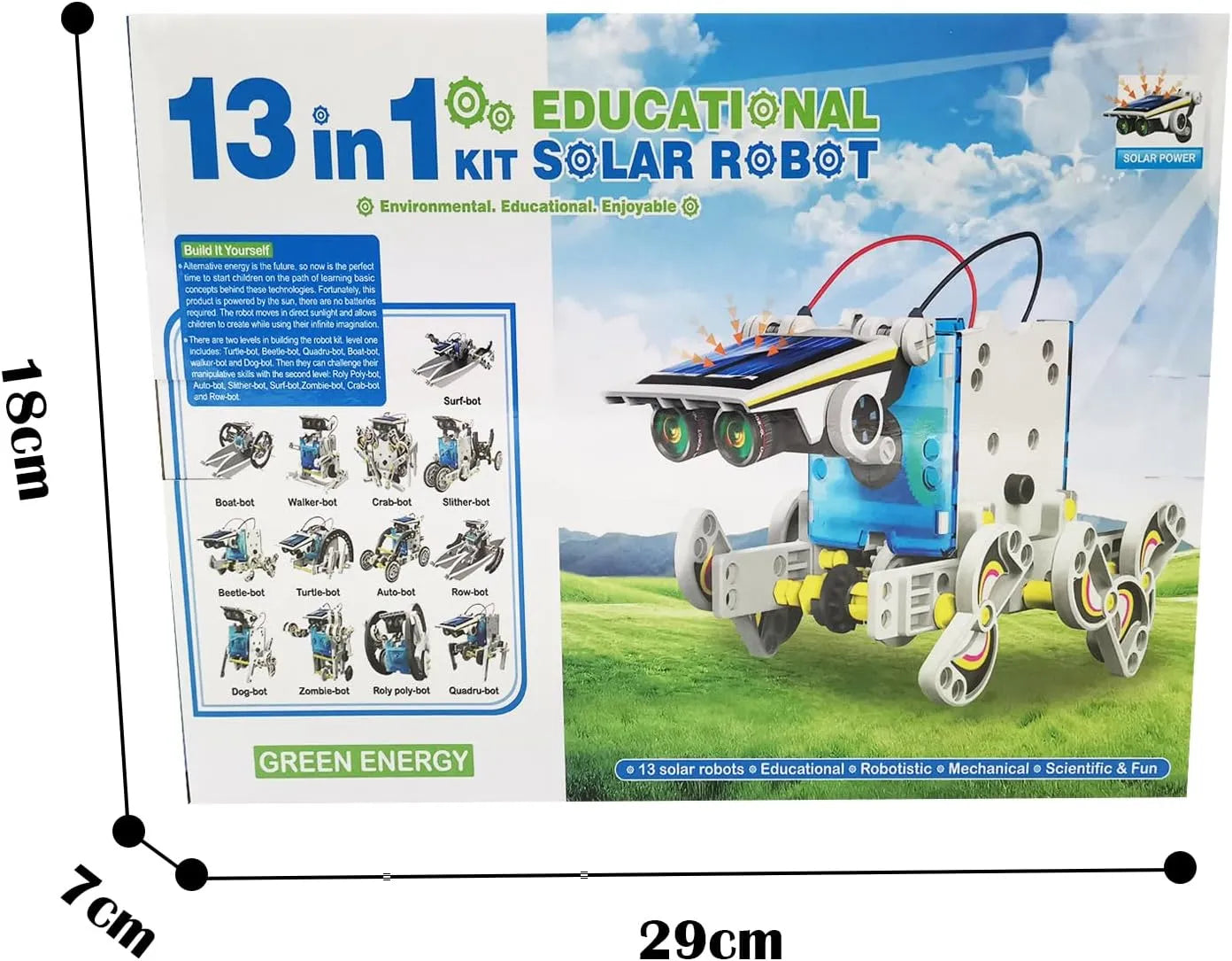 Solar Robot STEM Kit for Kids – 13-in-1 Gray