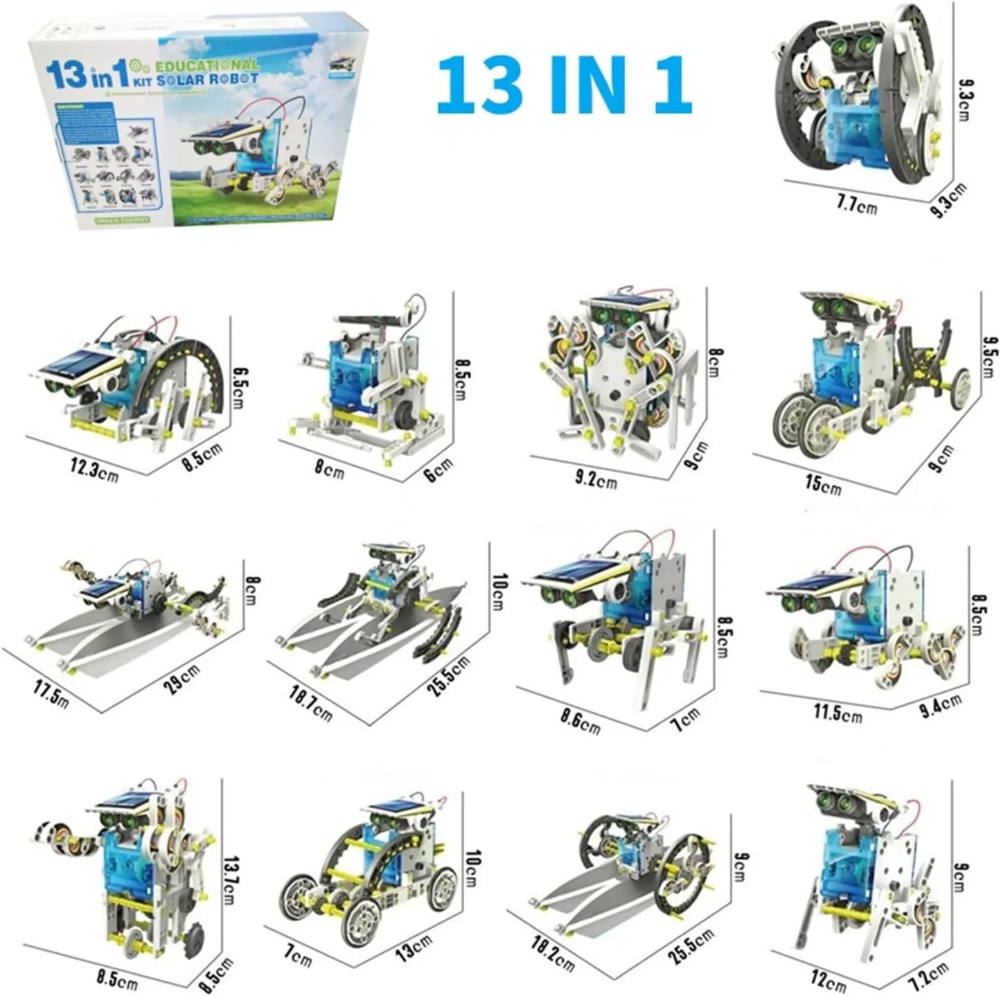 Solar Robot STEM Kit for Kids – 13-in-1 White
