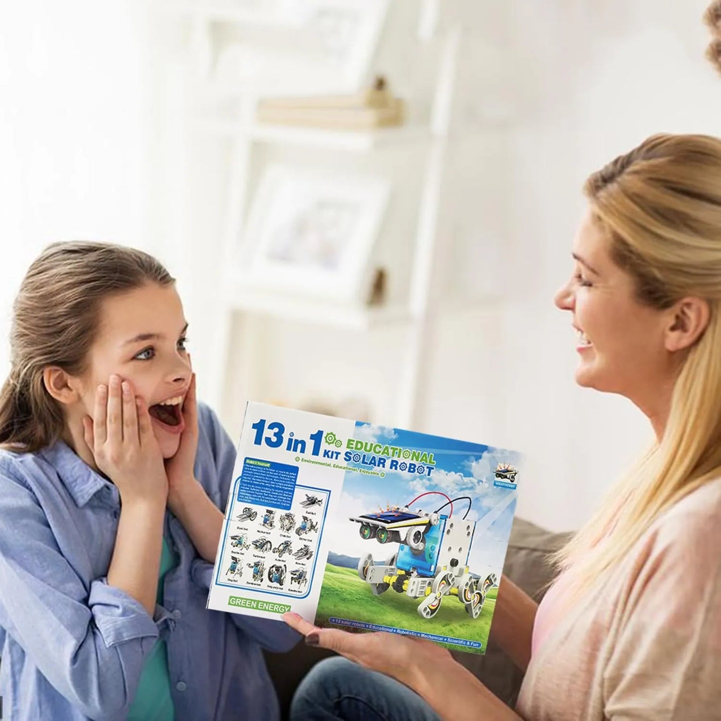 Solar Robot STEM Kit for Kids – 13-in-1 White