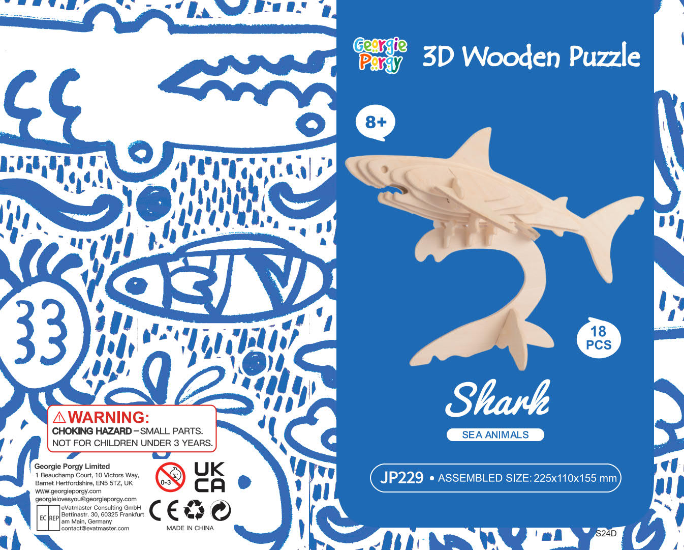 DIY Models Kits for Kids 3D Wooden Puzzle - JP229 Shark