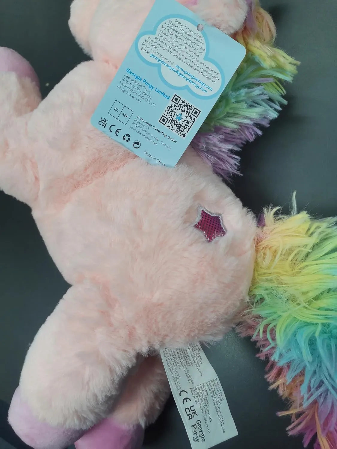Georgie Porgy Plush Unicorn Pink 15 Inch Teddy