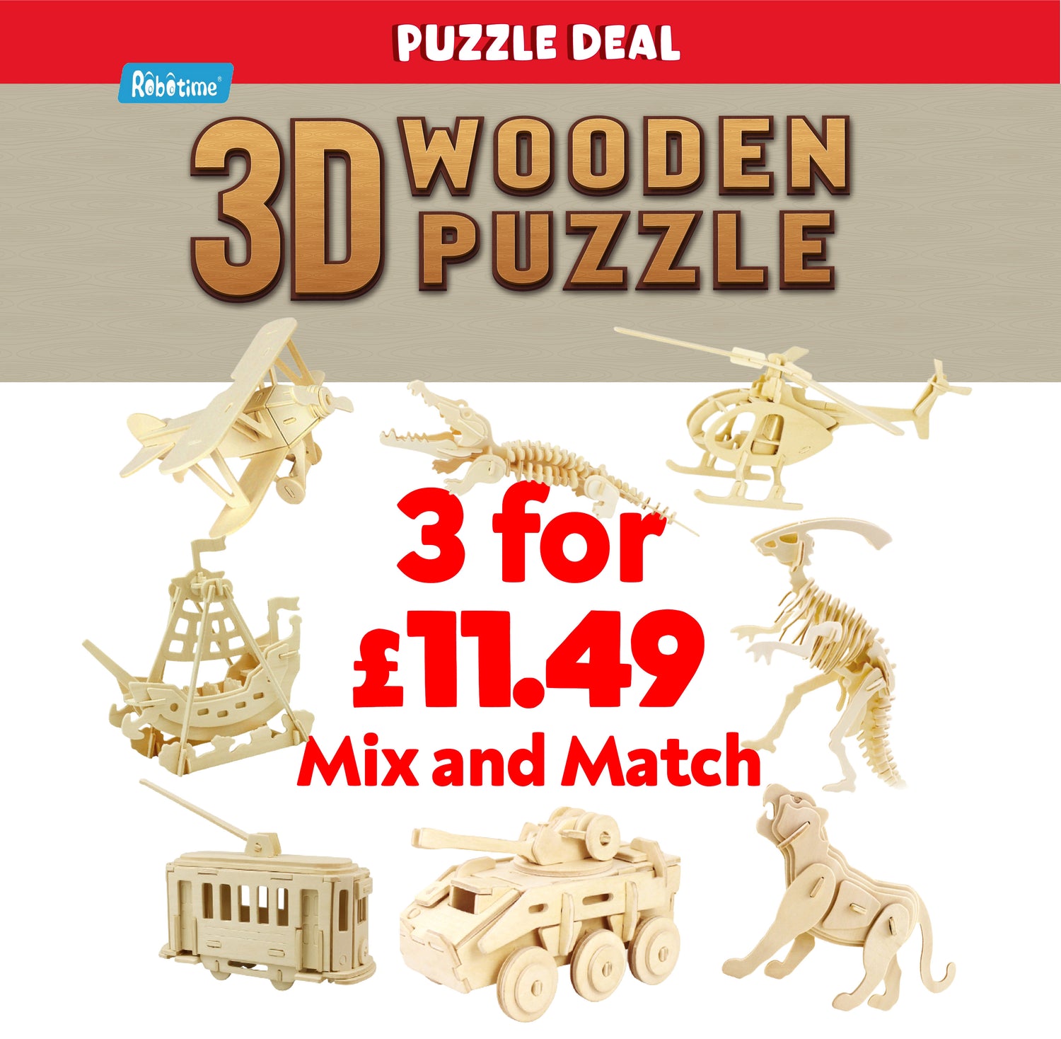 3D Wooden Puzzle Deal