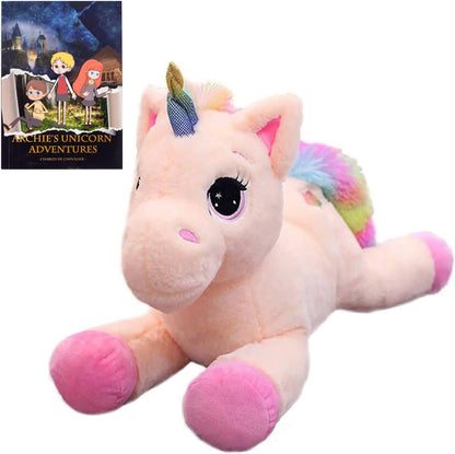 Georgie Porgy Pink large Unicorn Plush 15  + Story Book