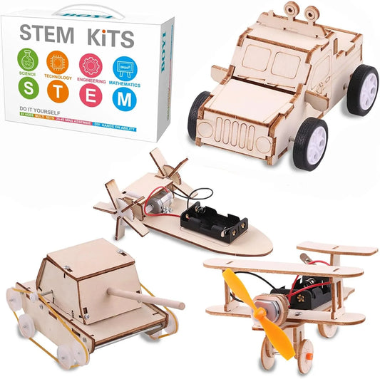 STEM 3D Wooden Building Kit Airplane, Car, Ship, Tank