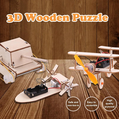 STEM 3D Wooden Building Kit Airplane, Car, Ship, Tank