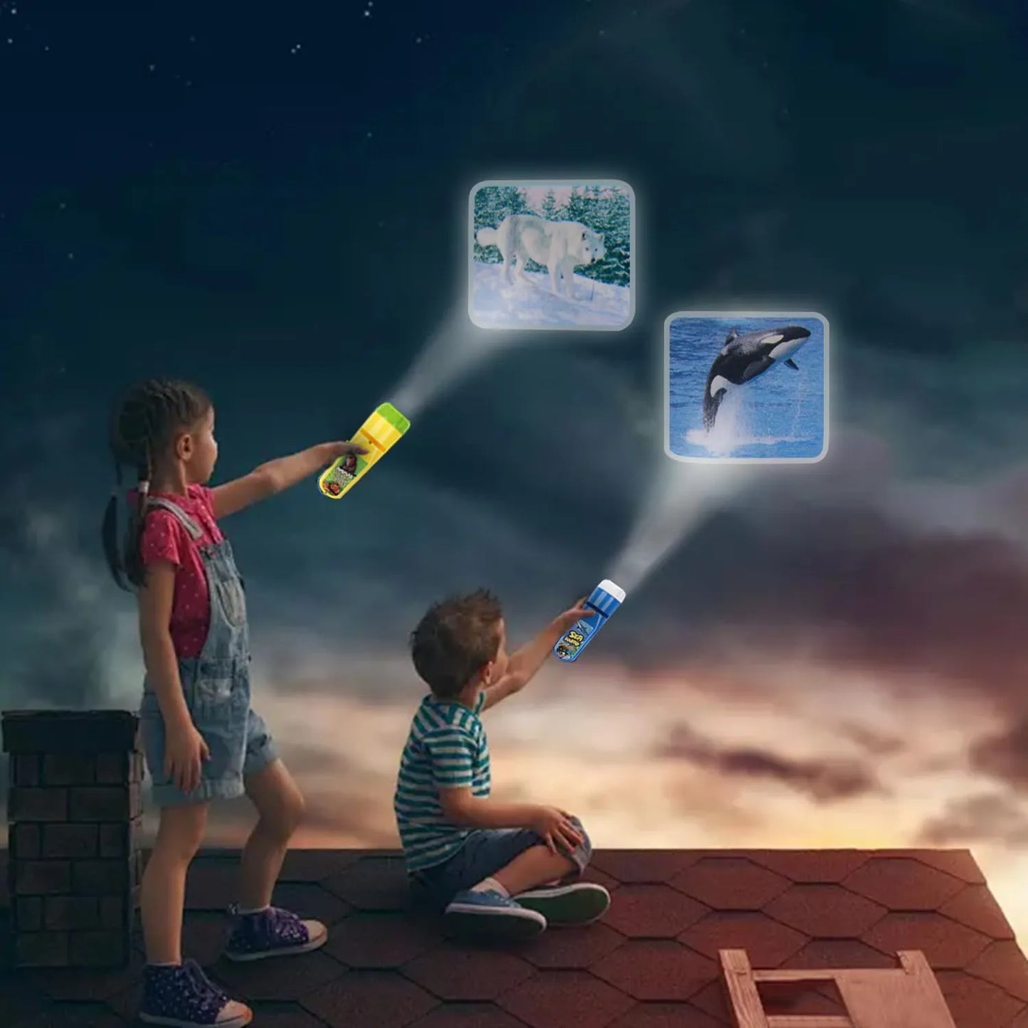 Toy Torch Projector 2 in 1 - Sea World & Animal