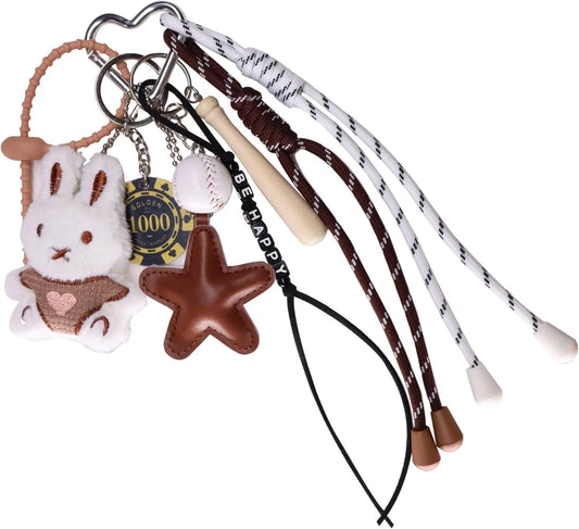 Georgie Porgy Bunny Baseball “Be Happy” Bag Charm Keyring