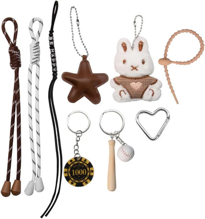 Georgie Porgy Bunny Baseball “Be Happy” Bag Charm Keyring