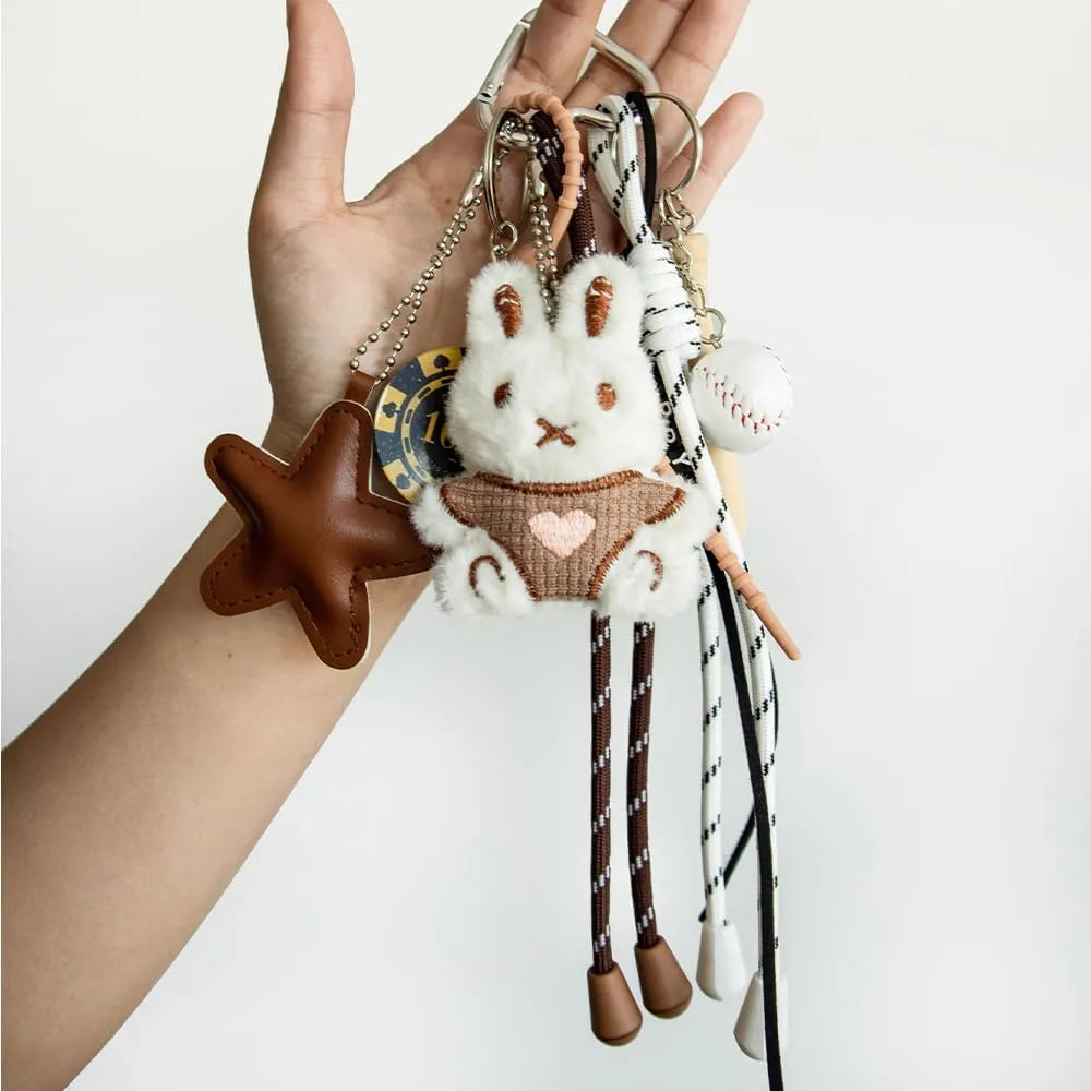 Georgie Porgy Bunny Baseball “Be Happy” Bag Charm Keyring