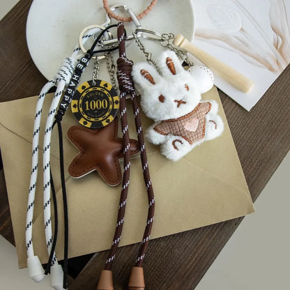 Georgie Porgy Bunny Baseball “Be Happy” Bag Charm Keyring