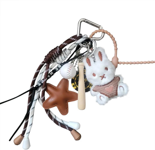Georgie Porgy Bunny Baseball Bag Charm – Cute Keyring Gift