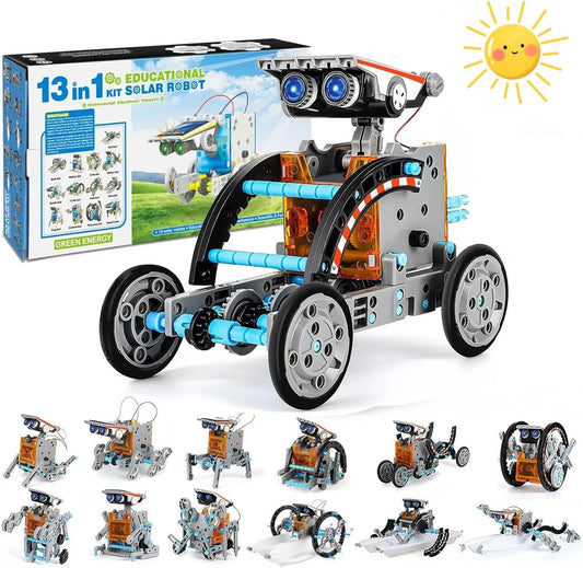 Solar Robot STEM Kit for Kids – 13-in-1 Gray