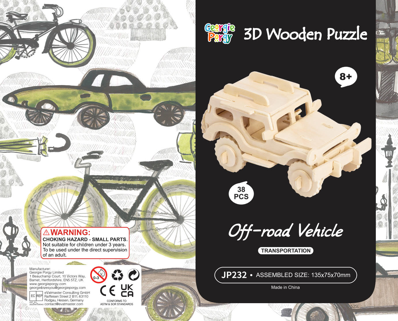 DIY Models Kits for Kids 3D Wooden Puzzle - JP232 Off-road Vehicle