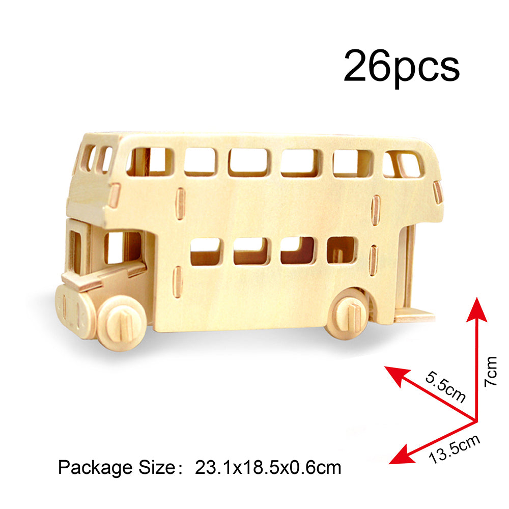 DIY Models Kits for Kids 3D Wooden Puzzle - JP238 Double Decker Bus