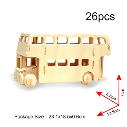 DIY Models Kits for Kids 3D Wooden Puzzle - JP238 Double Decker Bus
