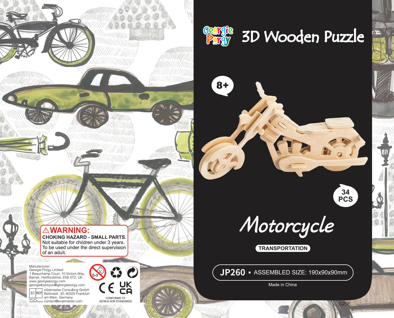 DIY Models Kits for Kids 3D Wooden Puzzle - JP260 Motorcycle