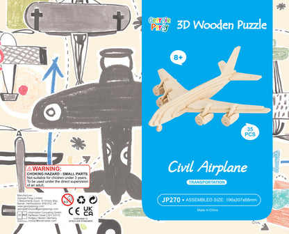 DIY Models Kits for Kids 3D Wooden Puzzle - JP270 Civil Airplane