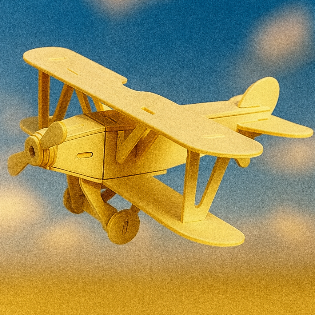 DIY Models Kits for Kids 3D Wooden Puzzle - JP208 Biplane