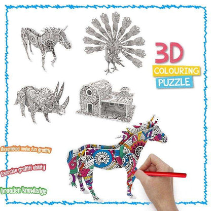 3D Colouring Puzzle set 4 in 1 Art Colouring Puzzle for Kids freeshipping - GeorgiePorgy