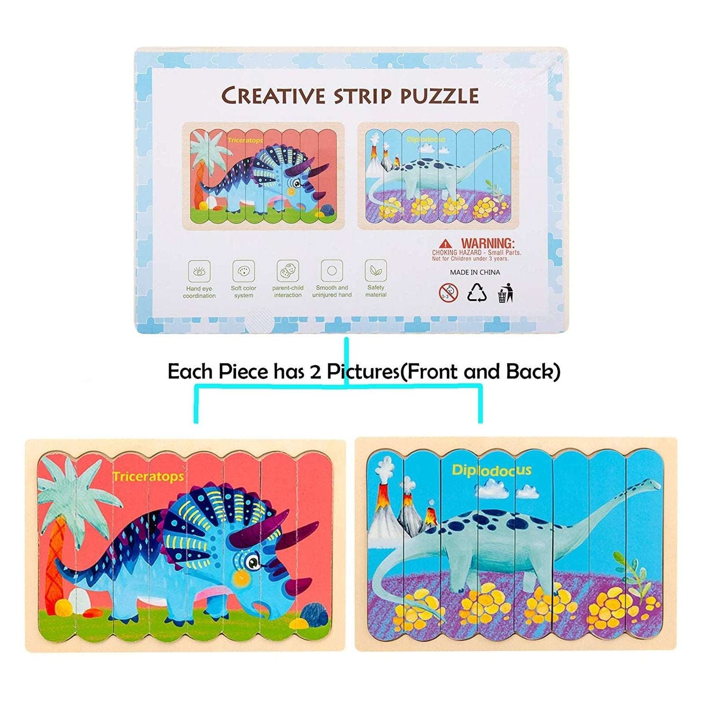 Double-sided Dinosaur Bar Puzzles 4 in 1 freeshipping - GeorgiePorgy