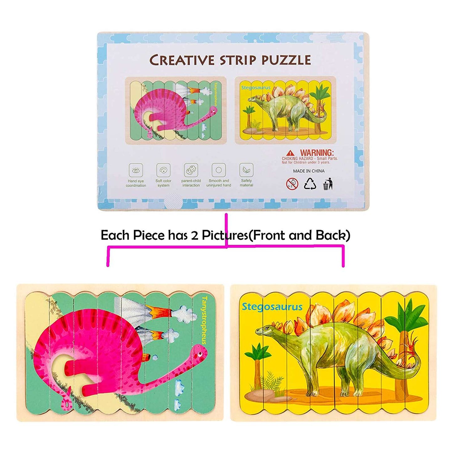 Double-sided Dinosaur Bar Puzzles 4 in 1 freeshipping - GeorgiePorgy