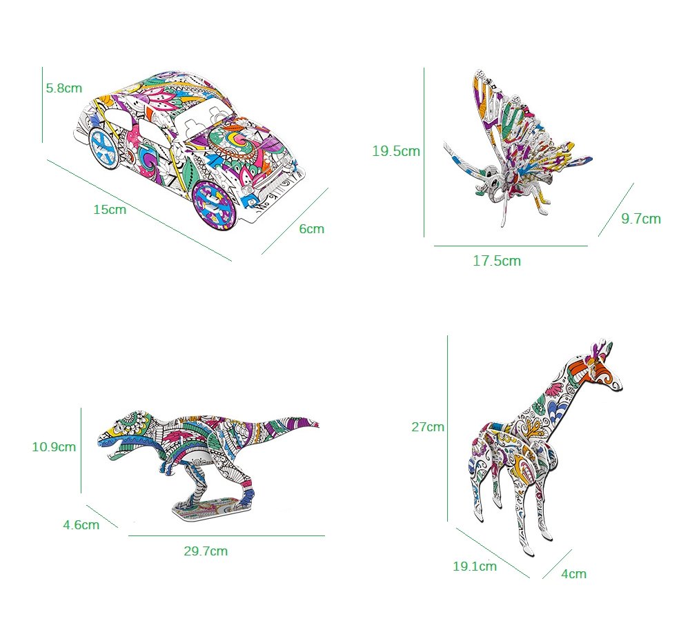 KAZOKU 3D Coloring Puzzle Set,4 Animals Puzzles with 12 Pen Markers, Art  Coloring Painting 3D Puzzle…See more KAZOKU 3D Coloring Puzzle Set,4  Animals