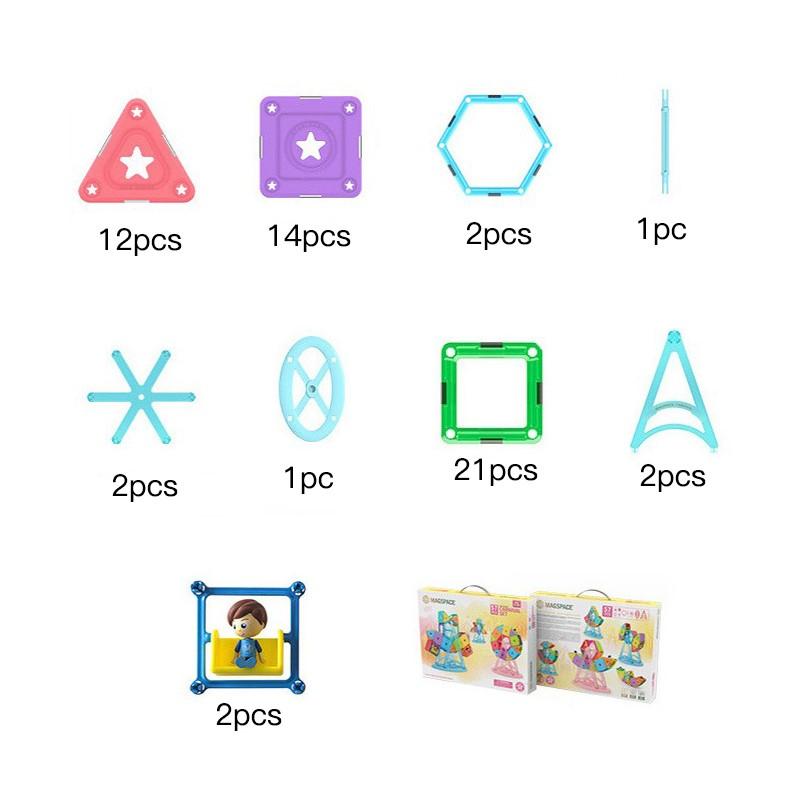 Magspace Magnetic Building Blocks Carnival Set - Soft Glue Star 57pcs freeshipping - GeorgiePorgy
