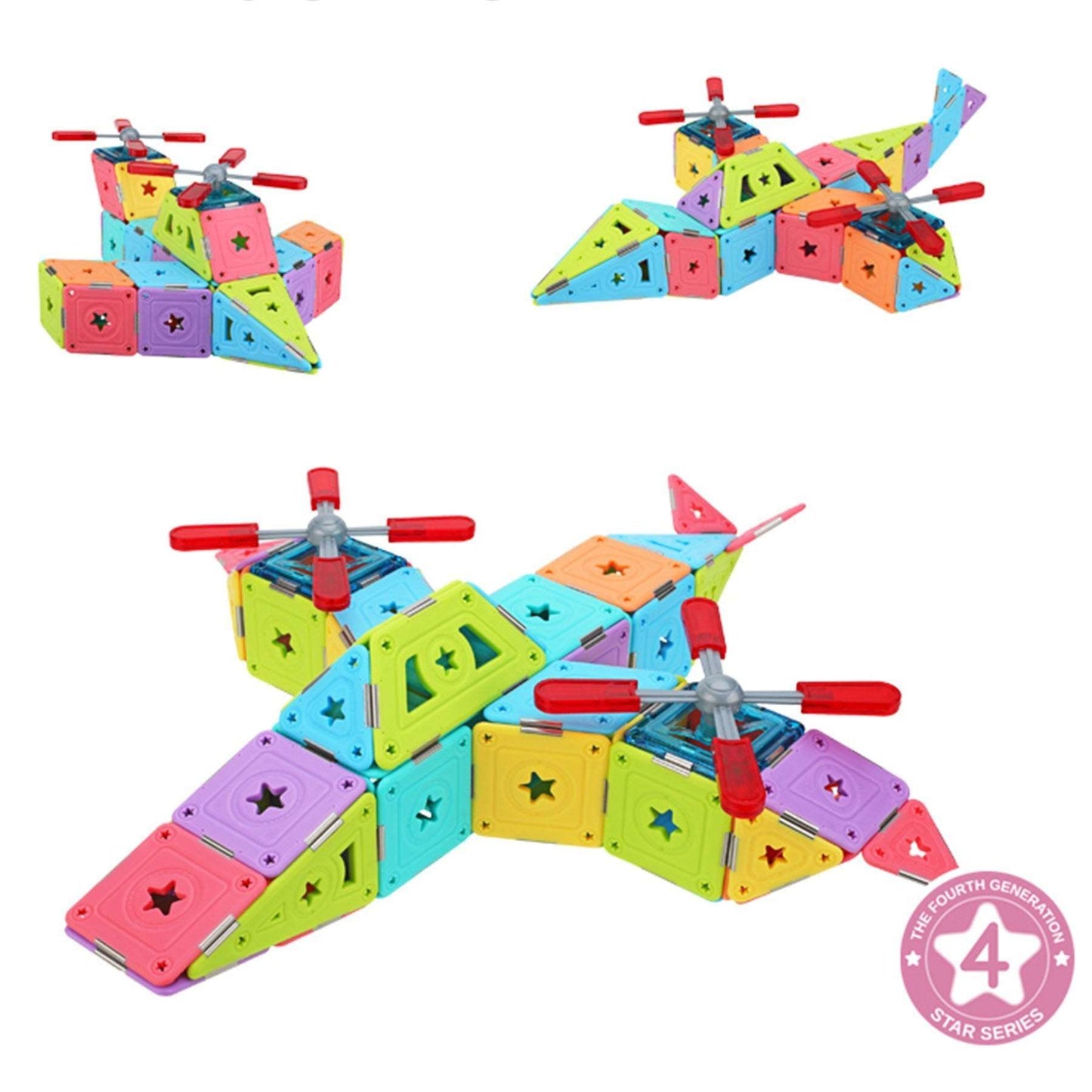 Magspace Magnetic Building Blocks The Perfect Pilot - Soft Glue Star 74pcs freeshipping - GeorgiePorgy