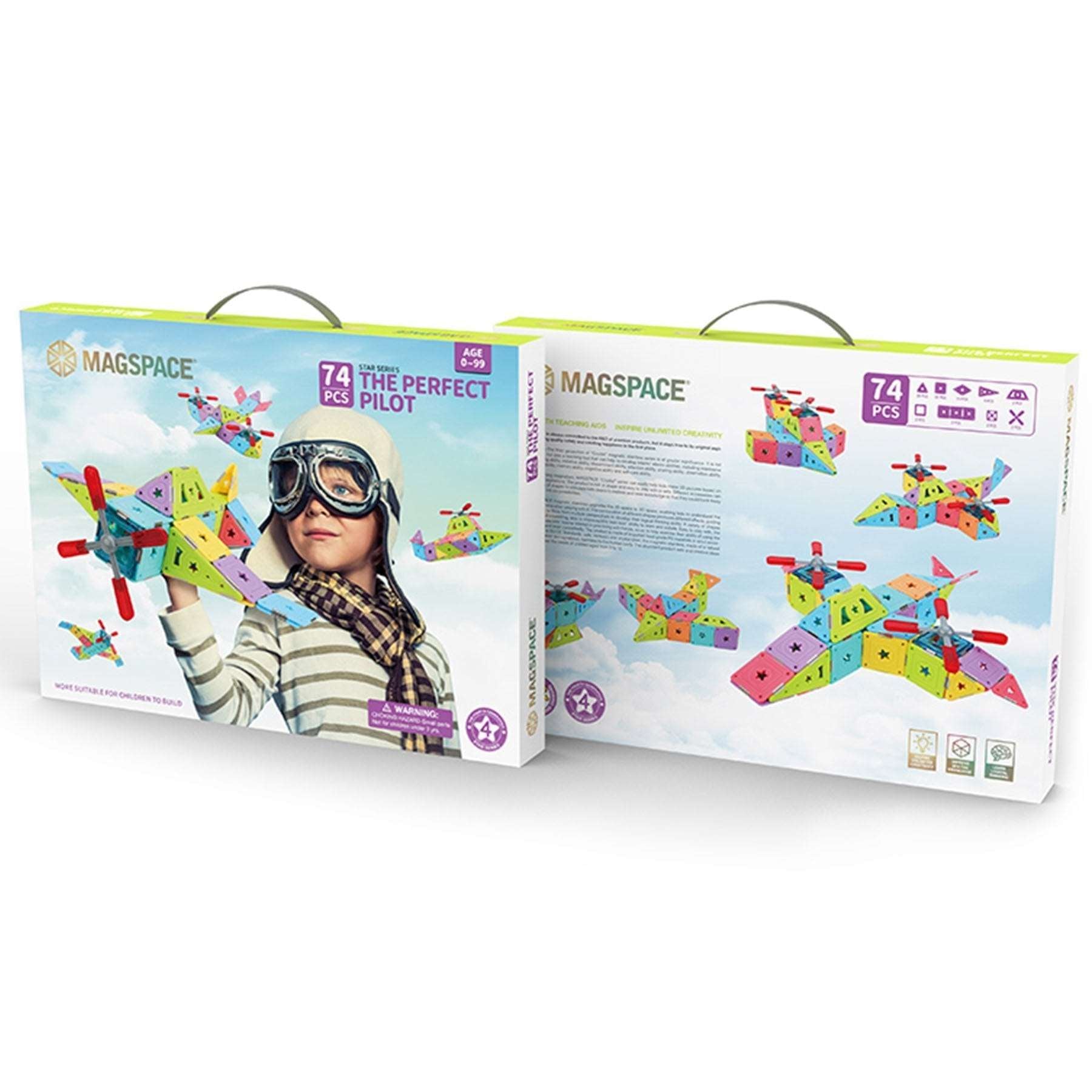 Magspace Magnetic Building Blocks The Perfect Pilot - Soft Glue Star 74pcs freeshipping - GeorgiePorgy
