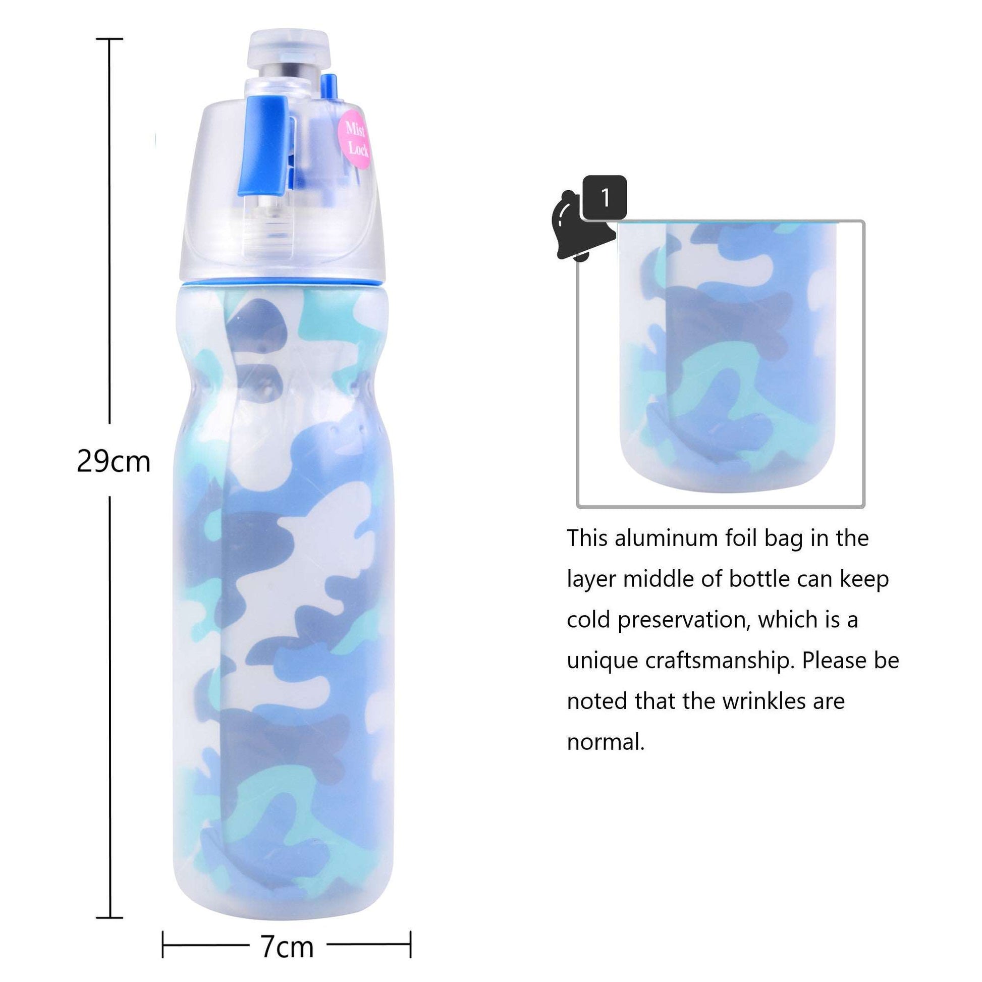 Mist Lock Spray Bottle Blue Camo 590ML freeshipping - GeorgiePorgy